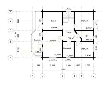 Проект дома из бревна 8х11 № ДиБ-67